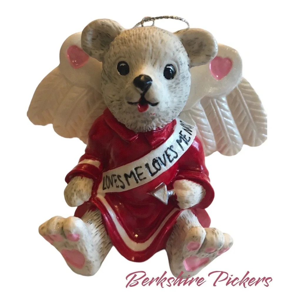 Teddy Bear‎ angel Ornament Figurine 1997 Cupid with Arrows Loves Me Loves Me Not
